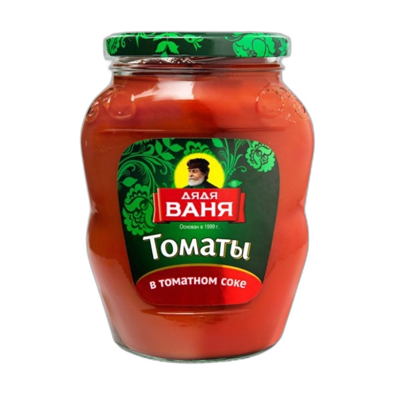 ТОМАТЫ ДЯДЯ ВАНЯ НЕОЧИЩЕННЫЕ В ТОМАТНОМ СОКЕ 680Г