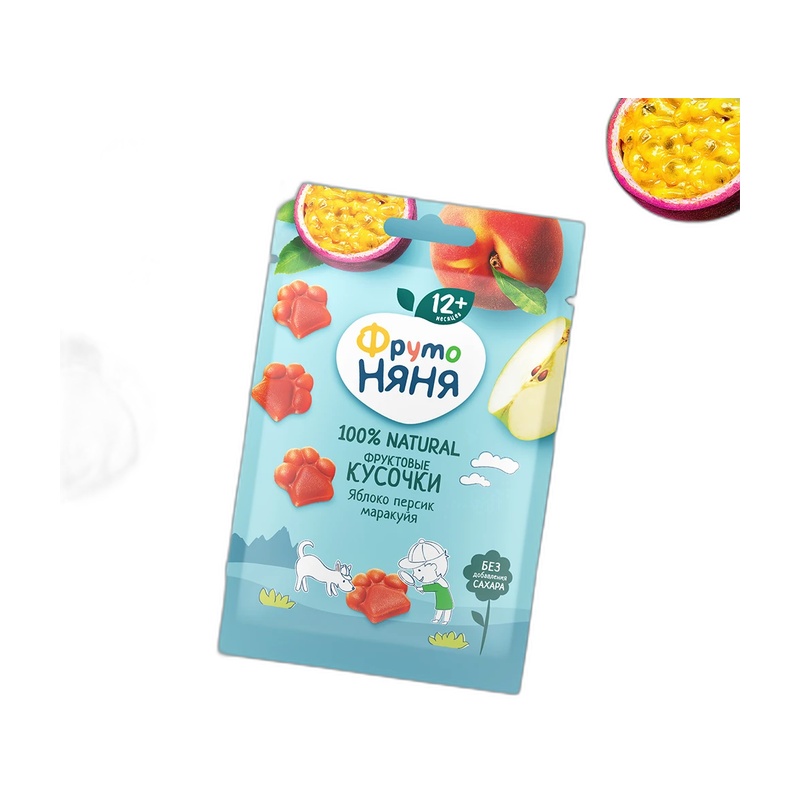 КУСОЧКИ ФРУКТОВЫЕ ФРУТО НЯНЯ ЯБЛОКО ПЕРСИК МАРАКУЙЯ 15Г