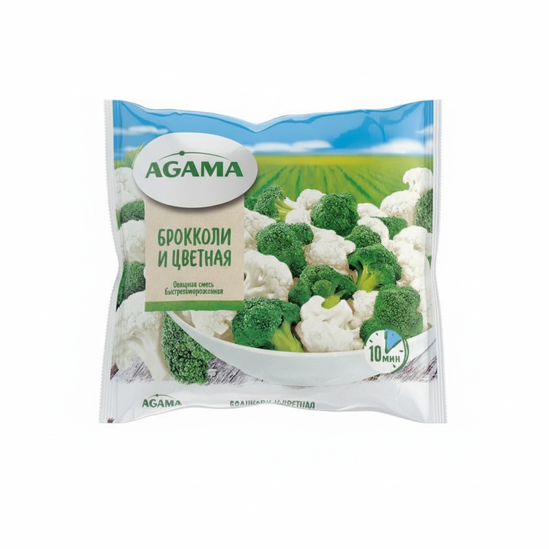 ОВОЩИ ЗАМОРОЖЕННЫЕ AGAMA БРОККОЛИ И ЦВЕТНАЯ КАПУСТА 400Г