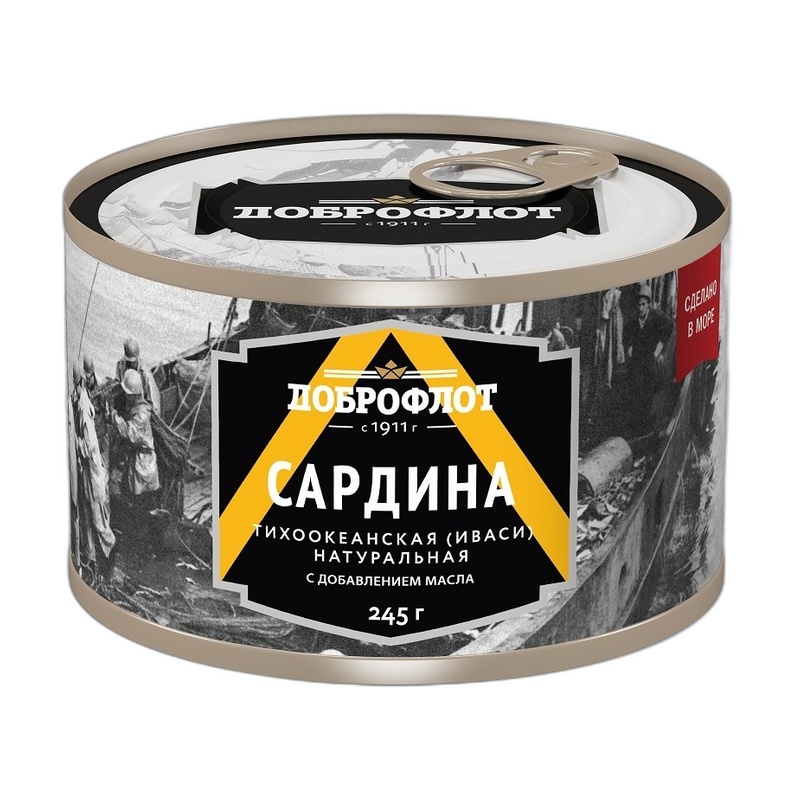 САРДИНА ИВАСИ ДОБРОФЛОТ ТИХООКЕАНСКАЯ С МАСЛОМ 245Г КЛЮЧ