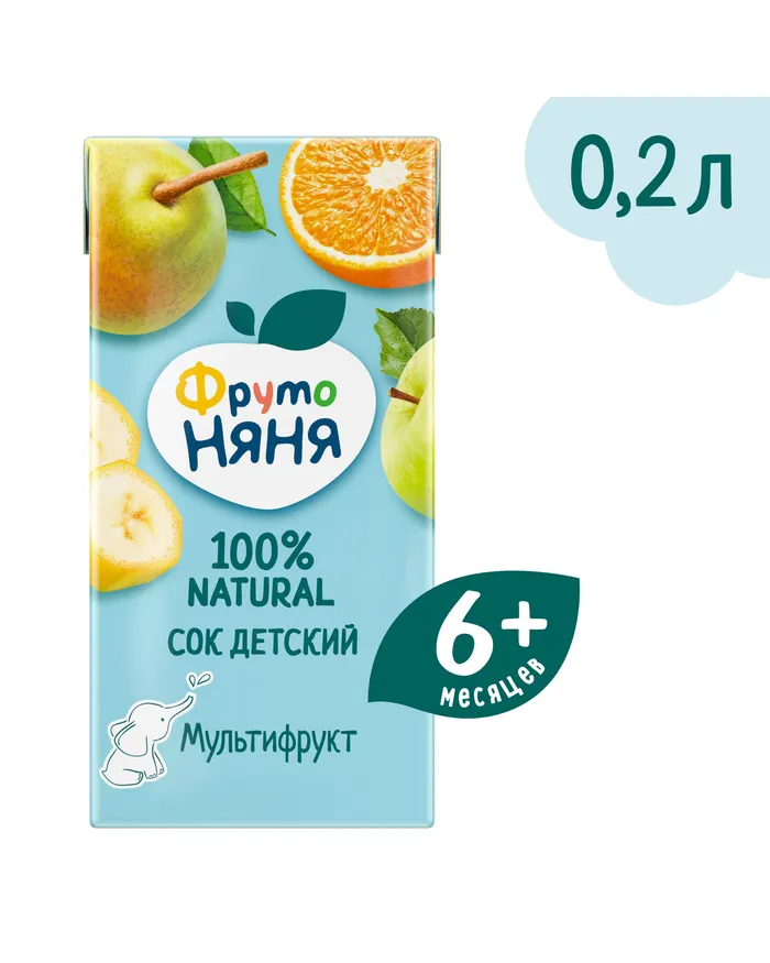 СОК ФРУТО НЯНЯ МУЛЬТИФРУКТ 200МЛ Т/П