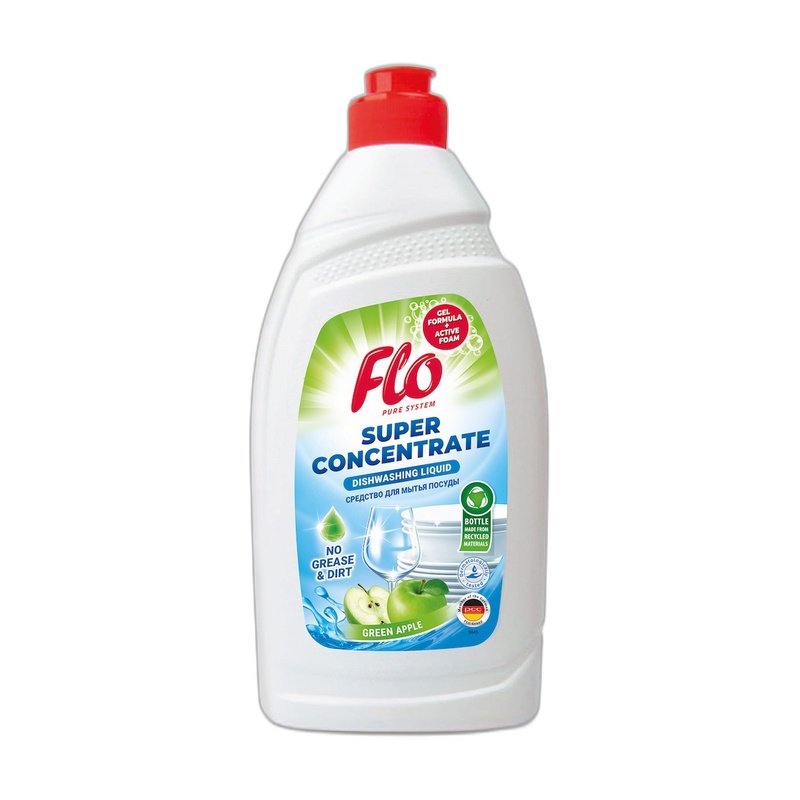 ЖИДКОСТЬ ДЛЯ МЫТЬЯ ПОСУДЫ FLO PURE GREEN APPLE 500МЛ