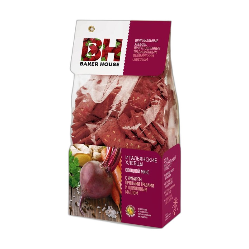 ХЛЕБЦЫ ИТАЛЬЯНСКИЕ BAKER HOUSE ОВОЩНОЙ МИКС 250Г