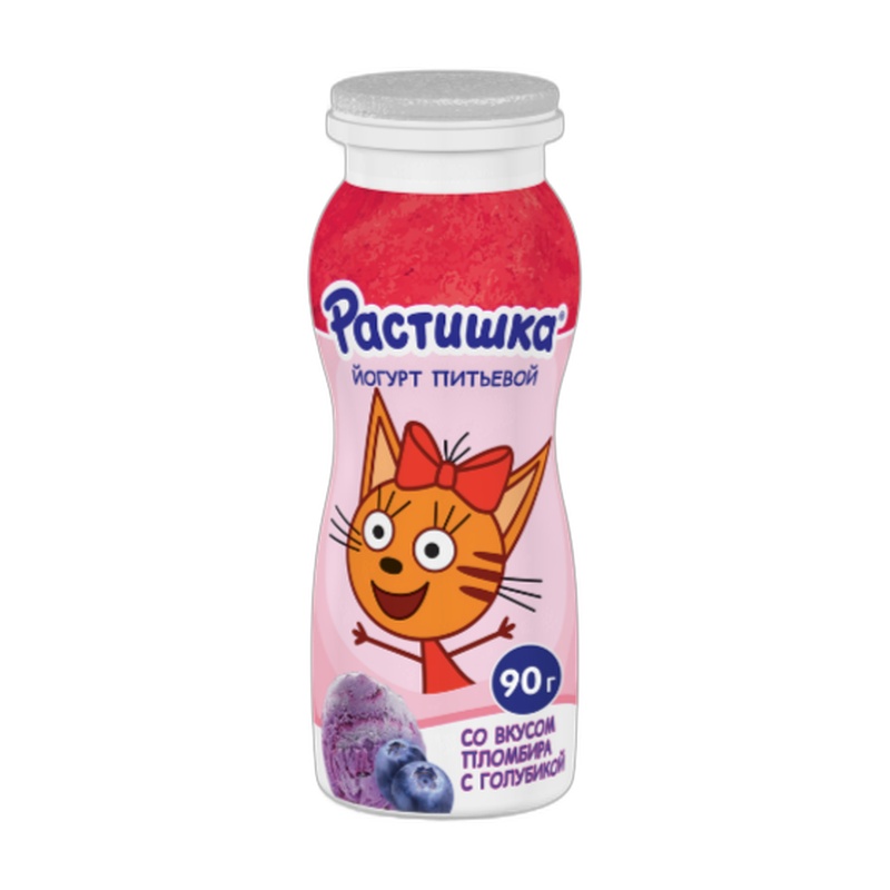 ЙОГУРТ ПИТЬЕВОЙ РАСТИШКА ПЛОМБИР С ГОЛУБИКОЙ 90Г П/Б