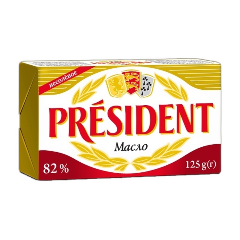 МАСЛО PRESIDENT СЛИВОЧНОЕ 82% 125Г