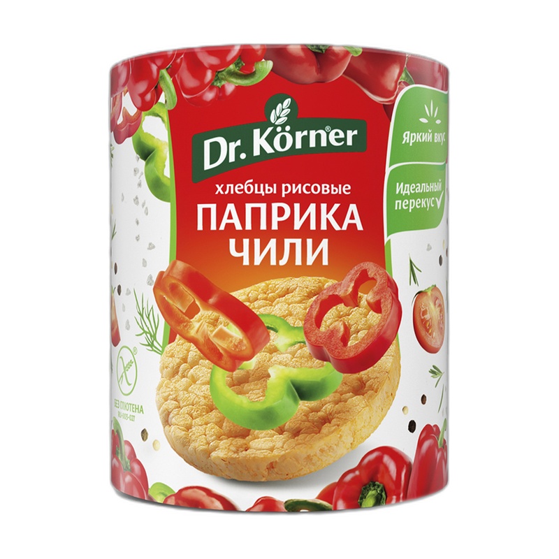ХЛЕБЦЫ РИСОВЫЕ DR.KORNER ПАПРИКА ЧИЛИ 80Г