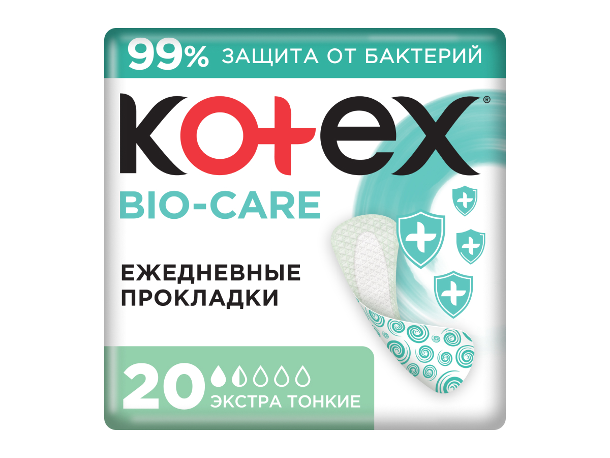 ПРОКЛАДКИ ЕЖЕДНЕВНЫЕ KOTEX BIO-CARE EXTRA THIN 20ШТ