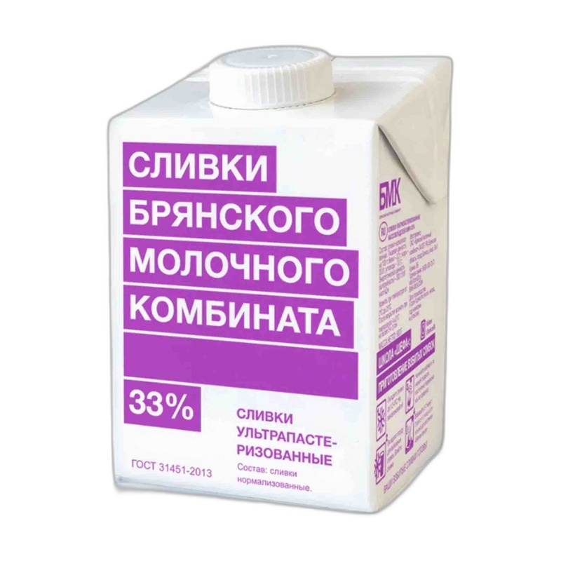 СЛИВКИ БМК У/П 33% 500МЛ Т/П