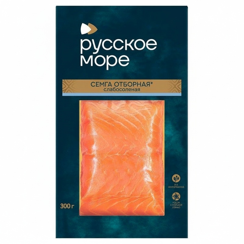 СЕМГА СОЛЕНАЯ РУССКОЕ МОРЕ СВЕЖАЯ КУСОК 300Г В/У