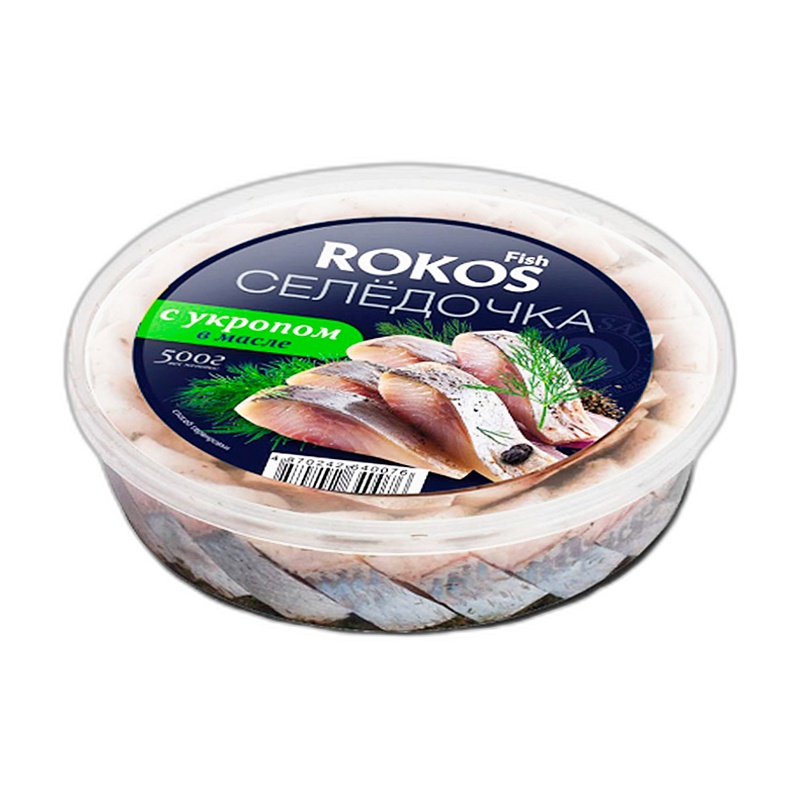 ПРЕСЕРВА ROKOS FISH СЕЛЕДОЧКА С УКРОПОМ 500Г