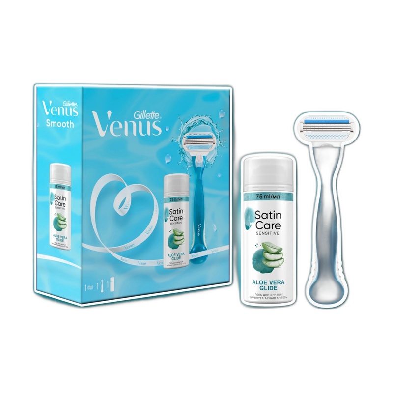НАБОР VENUS БРИТВА С 1 С/К+SATIN CARE ГЕЛЬ Д/БРИТЬЯ 75МЛ
