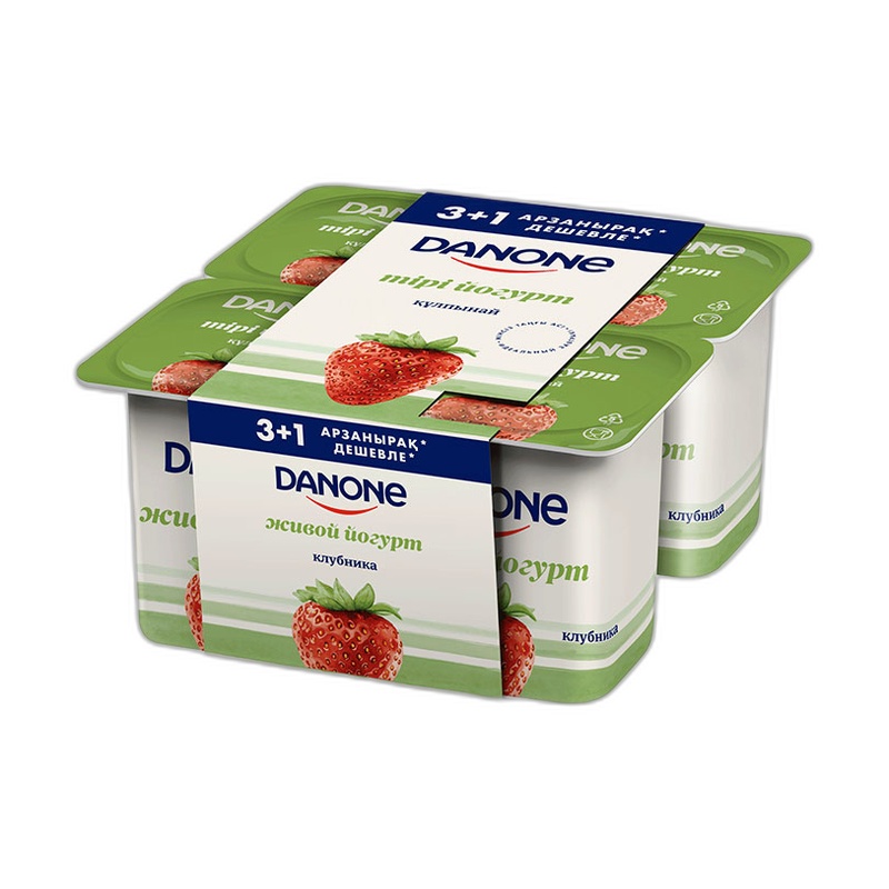 ЙОГУРТ DANONE КЛУБНИКА 120Г МУЛЬТИПАК