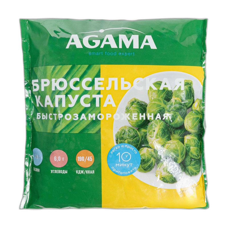 ОВОЩИ ЗАМОРОЖЕННЫЕ AGAMA БРЮССЕЛЬСКАЯ КАПУСТА 400Г