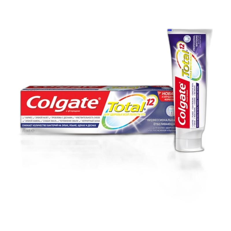 ПАСТА ЗУБНАЯ COLGATE TOTAL 12 ПРОФЕССИОНАЛЬНОЕ ОТБЕЛИВАНИЕ 75МЛ