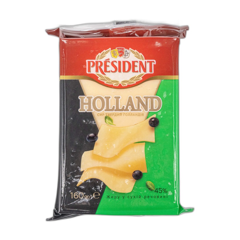СЫР ТВЕРДЫЙ PRESIDENT HOLLAND ПОРЦИОННЫЙ 45% 160Г