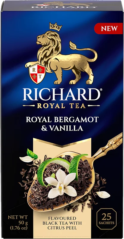 ЧАЙ ЧЕРНЫЙ RICHARD ROYAL BERGAMOT&VANILLA 25 ПАКЕТИКОВ