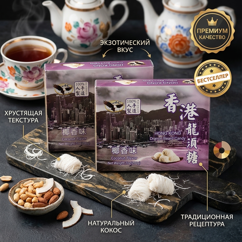 КОНФЕТЫ DRAGON BEARD С ОРЕХАМИ 200Г