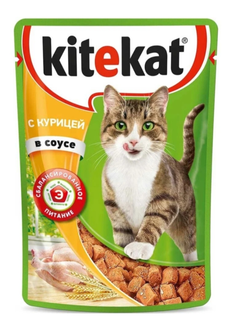 КОРМ ДЛЯ КОШЕК KITEKAT РАГУ С КУРИЦЕЙ 85Г