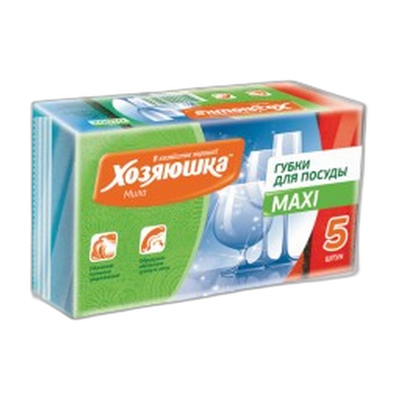 ГУБКА ДЛЯ ПОСУДЫ ХОЗЯЮШКА МИЛА MAXI 5ШТ