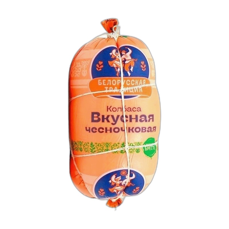 КОЛБАСА БЕЛОРУССКАЯ ТРАДИЦИЯ ВАРЕНАЯ ВКУСНАЯ ЧЕСНОЧКОВАЯ В/С В СЕТКЕ 500Г