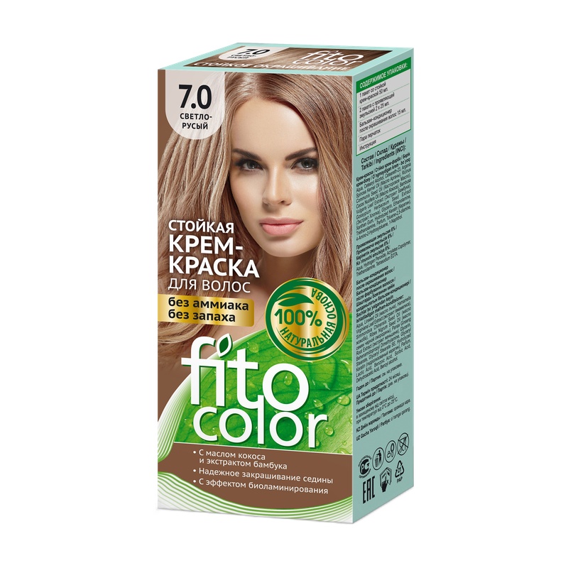 КРЕМ-КРАСКА ДЛЯ ВОЛОС FITOCOLOR СТОЙКАЯ 7.0 ТОН СВЕТЛО-РУСЫЙ 115МЛ