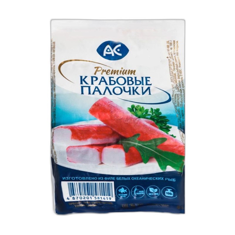 ПАЛОЧКИ КРАБОВЫЕ АС PREMIUM 100Г