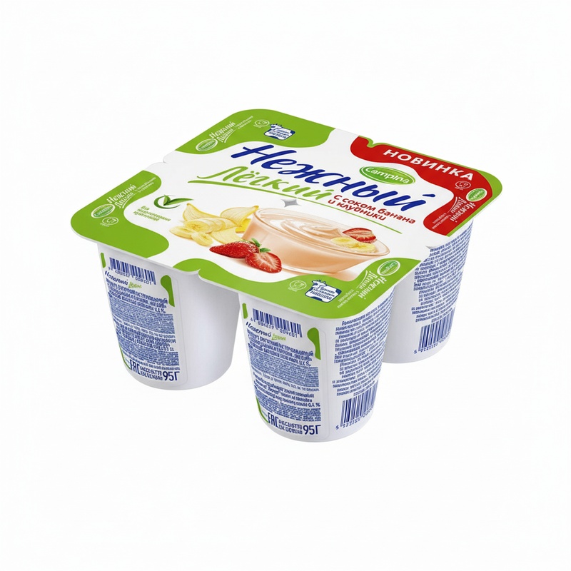 ЙОГУРТ CAMPINA НЕЖНЫЙ ЛАЙТ БАНАН КЛУБНИКА 0,1% 95Г