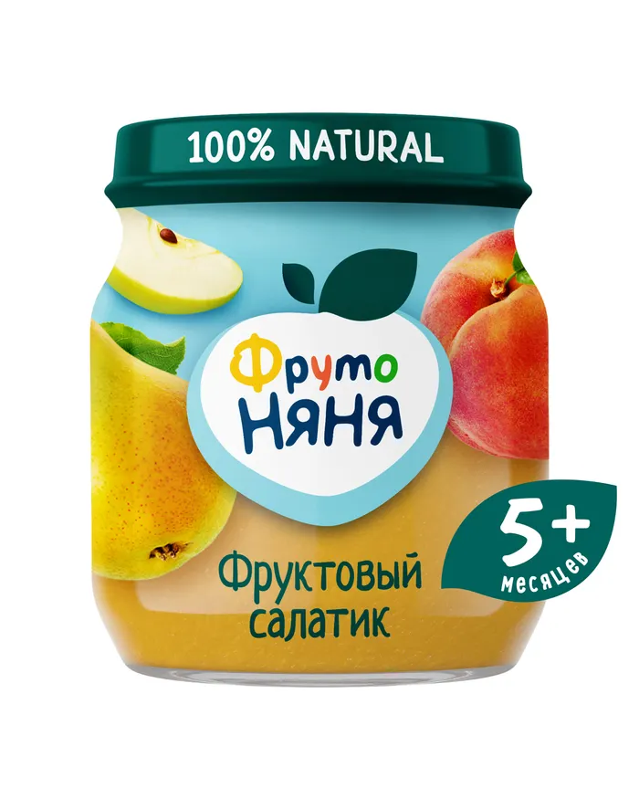 ПЮРЕ ФРУТО НЯНЯ ЯБЛОКО ГРУША ПЕРСИК 100Г СТ/Б