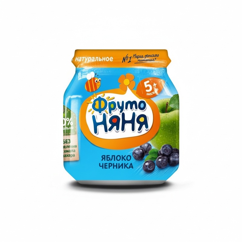 ПЮРЕ ФРУТО НЯНЯ ЯБЛОКО ЧЕРНИКА 100Г СТ/Б