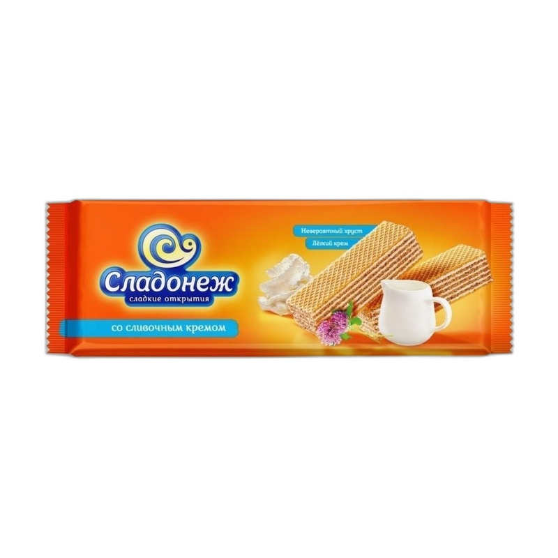 ВАФЛИ СЛАДОНЕЖ СО СЛИВОЧНЫМ КРЕМОМ 270Г ПАК