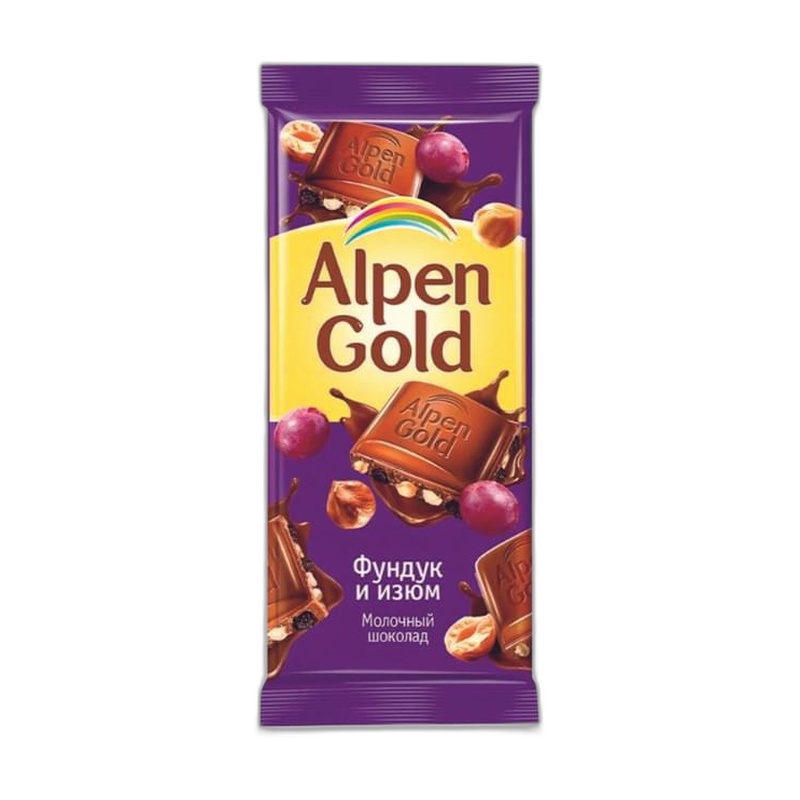 ШОКОЛАД ALPEN GOLD ФУНДУК ИЗЮМ 85Г