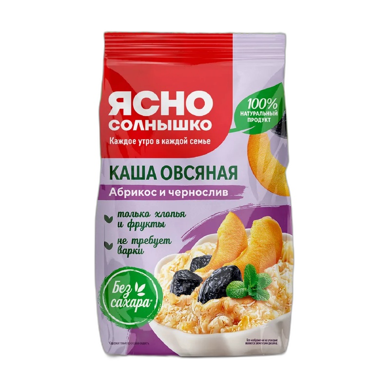 КАША ЯСНО СОЛНЫШКО ОВСЯНАЯ АБРИКОС ЧЕРНОСЛИВ 300Г