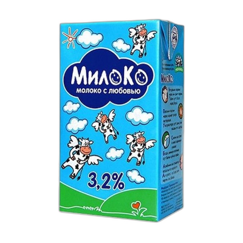 МОЛОКО МИЛОКО С ЛЮБОВЬЮ 3,2% У/П 1,95Л Т/П