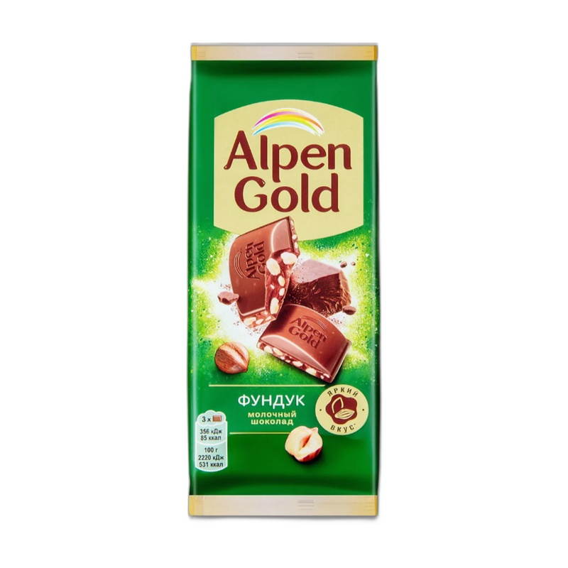 ШОКОЛАД ALPEN GOLD МОЛОЧНЫЙ ФУНДУК 80Г