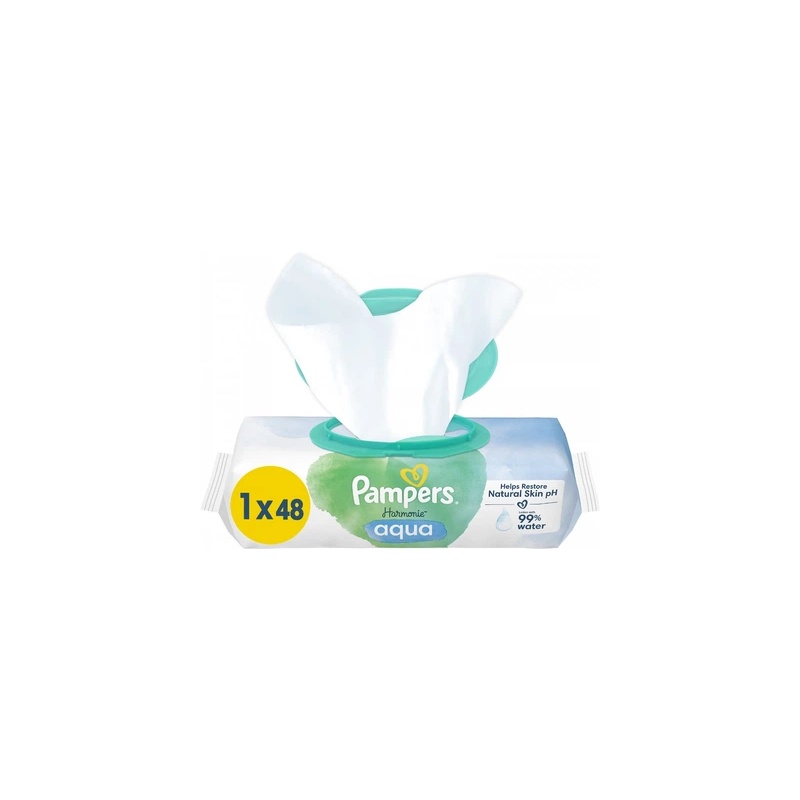 САЛФЕТКИ ВЛАЖНЫЕ ДЕТСКИЕ PAMPERS HARMONIE AQUA 48ШТ