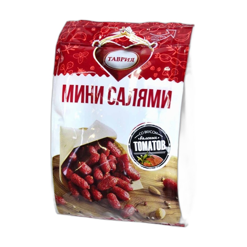 КОЛБАСКИ МИНИ САЛЯМИ С АРОМАТОМ ВЯЛЕННЫХ ТОМАТОВ 50ГР