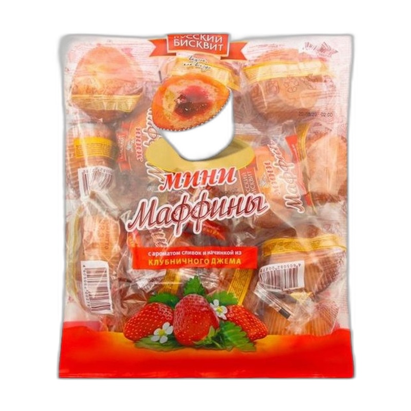 МАФФИНЫ РУССКИЙ БИСКВИТ КЛУБНИЧНЫЙ ДЖЕМ 465Г
