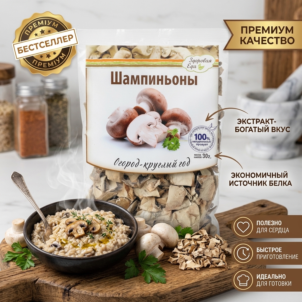 ГРИБЫ СУШЕНЫЕ ШАМПИНЬОНЫ ВЕС