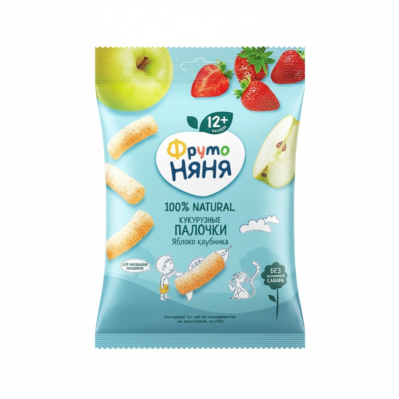 ПАЛОЧКИ КУКУРУЗНЫЕ ФРУТО НЯНЯ ЯБЛОКО КЛУБНИКА 20Г