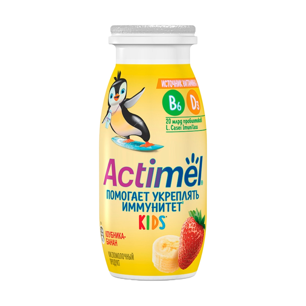 ЙОГУРТ ПИТЬЕВОЙ ACTIMEL KIDS КЛУБНИКА БАНАН 95Г П/Б