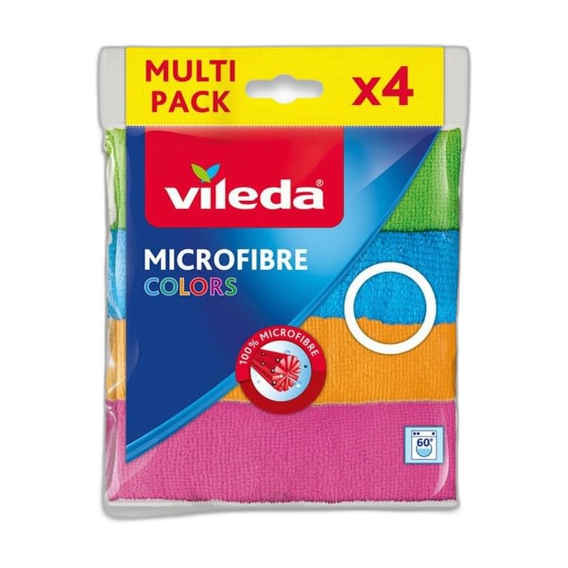 САЛФЕТКИ ДЛЯ УБОРКИ VILEDA MICROFIBRE COLORS 30Х30СМ 4ШТ
