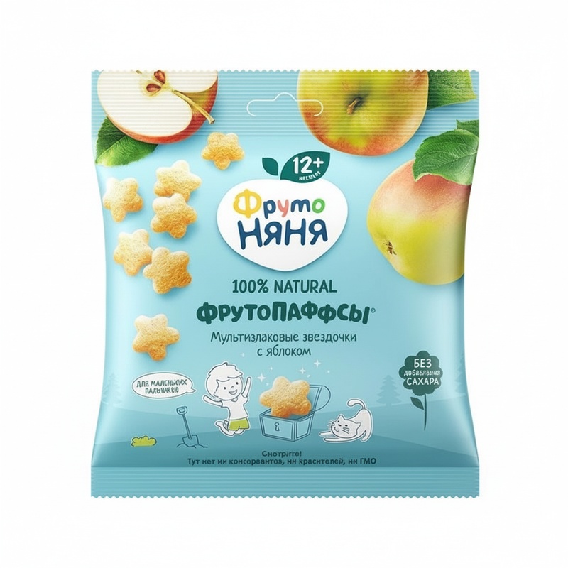 ЗВЕЗДОЧКИ МУЛЬТИЗЛАКОВЫЕ ФРУТО НЯНЯ ЯБЛОКО 20Г