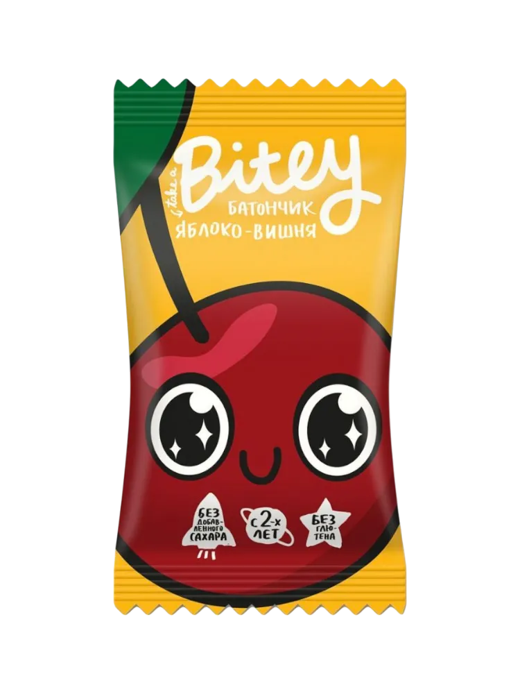 БАТОНЧИК ФРУКТОВО-ЯГОДНЫЙ BITEY ЯБЛОКО ВИШНЯ 25Г