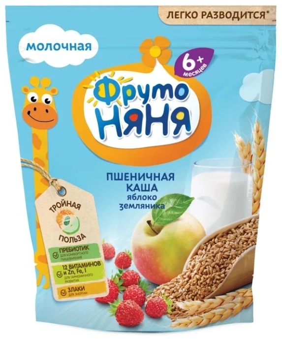 КАША МОЛОЧНАЯ ФРУТО НЯНЯ ПШЕНИЧНАЯ ЯБЛОКО ЗЕМЛЯНИКА 200Г