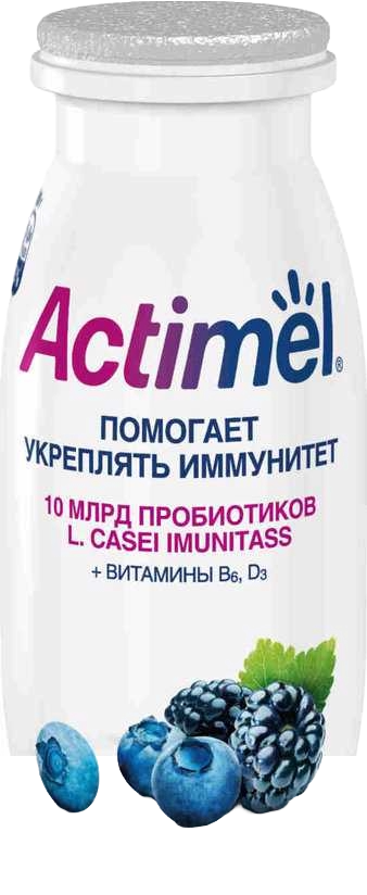 ЙОГУРТ ПИТЬЕВОЙ ACTIMEL ЧЕРНИКА ЕЖЕВИКА 95Г П/Б