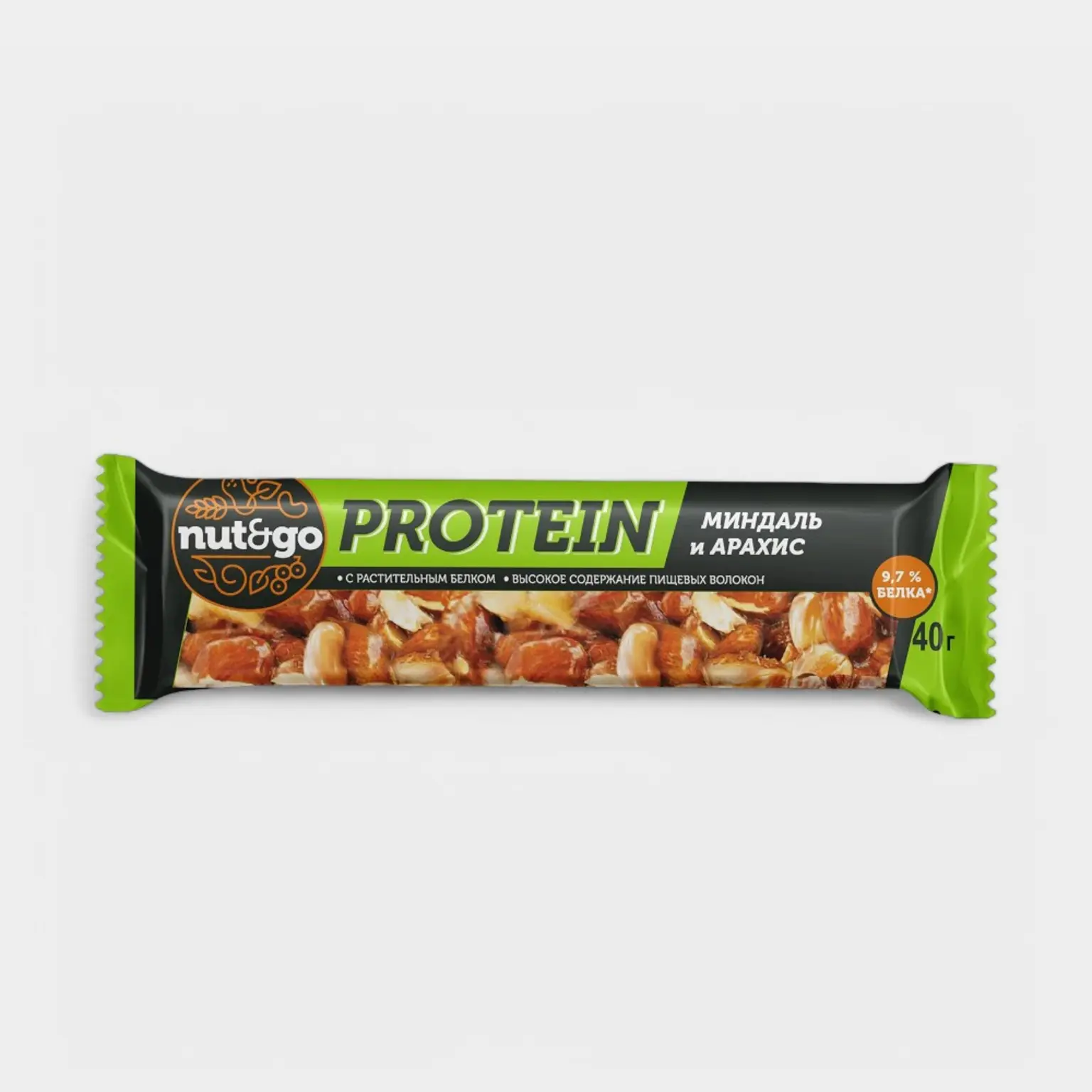БАТОНЧИК NUT&GO МИНДАЛЬНЫЙ АРАХИСОВАЯ ПАСТА 36Г