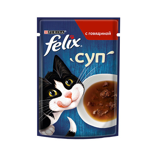 КОРМ ДЛЯ КОШЕК FELIX СУП С ГОВЯДИНОЙ 48Г