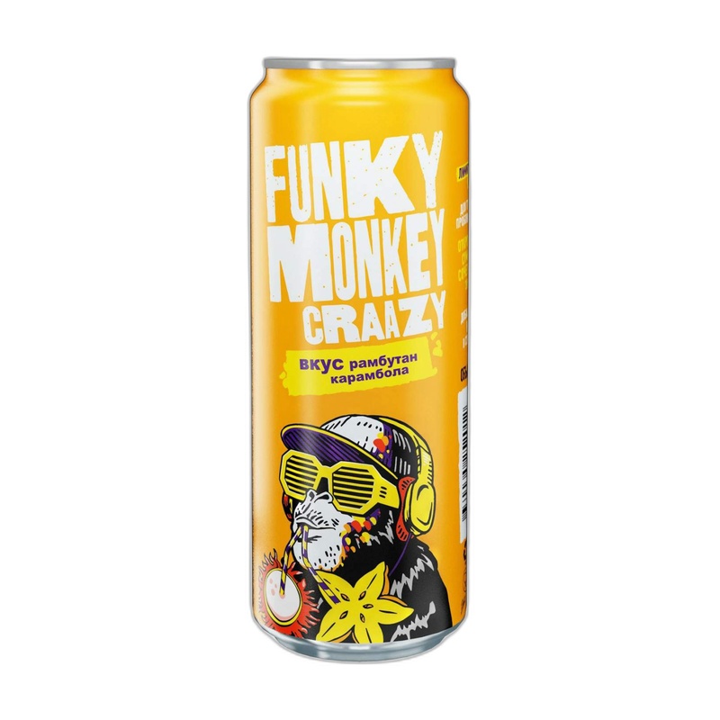 НАПИТОК ГАЗ FUNKY MONKEY CRAAZY РАМБУТАН КАРАМБОЛА 0,45Л Ж/Б