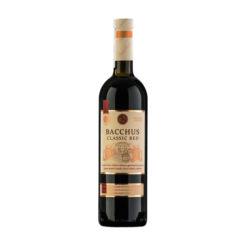 ВИНО BACCHUS CLASSIC RED КРАСНОЕ ПОЛУСЛАДКОЕ 11% 0,75Л КАЗАХСТАН