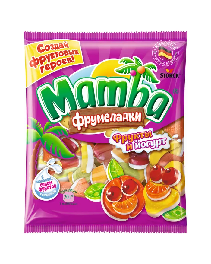 МАРМЕЛАД ЖЕВАТЕЛЬНЫЙ MAMBA ФРУКТЫ ЙОГУРТ 72Г
